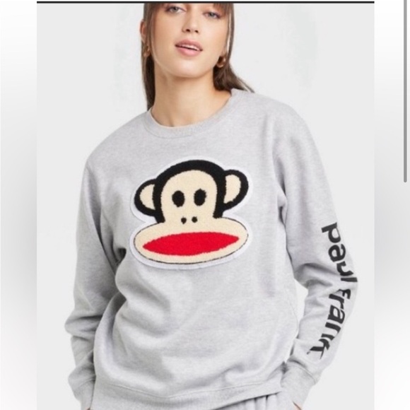 Paul Frank Sock Monkey Juniors Size XL Gray Sweatshirt Round Neck - Picture 1 of 5